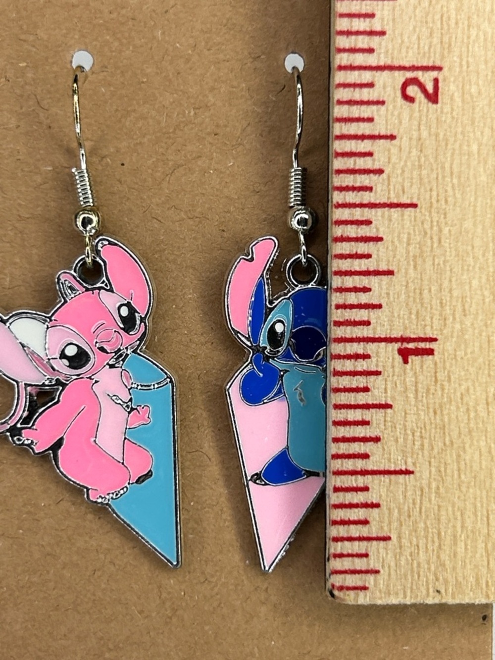 Lilo & Stitch Inspired Pink and Blue Character Earrings Fashion Jewelry - Picture 2 of 3